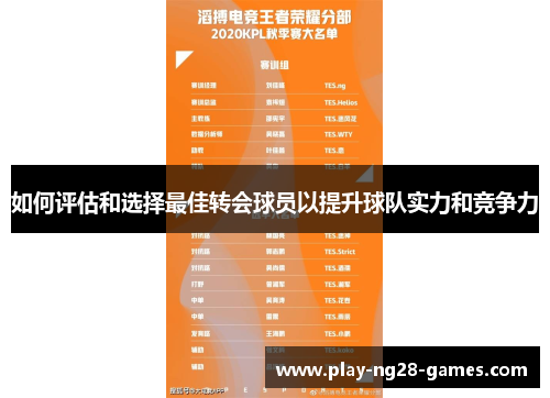 如何评估和选择最佳转会球员以提升球队实力和竞争力